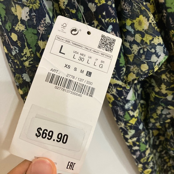 ZARA COLLECTION NWT Mini Floral Dress. Women’s Large - Picture 4 of 7